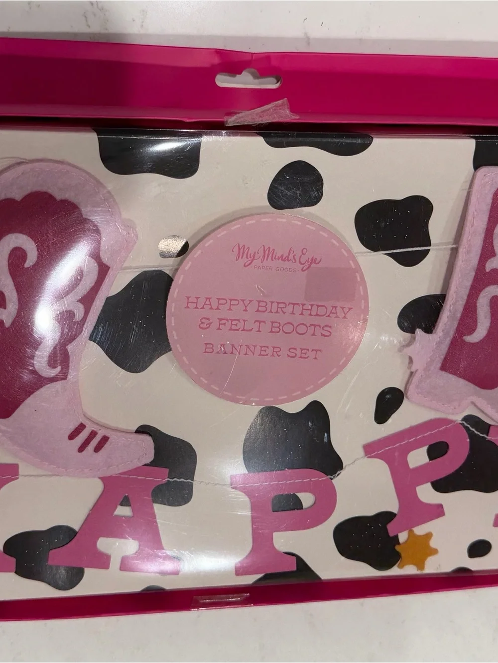 Pink Cowboy Party Banner - Happy Birthday Garland